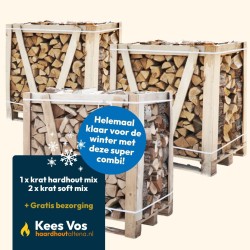 Super combi: 1x Krat hardhout mix + 2x krat soft mix strak gestapeld Kopen | Haardhout Oosterhout