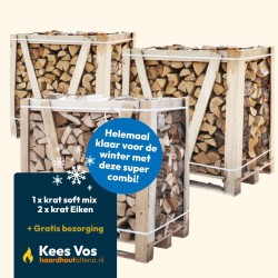 Super combi: 1x Krat soft mix + 2x krat Eiken strak gestapeld Kopen | Haardhout Oosterhout