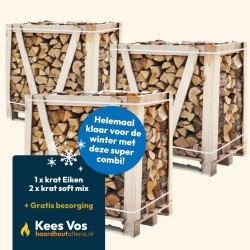 Super combi: 1x Krat Eiken + 2x krat soft mix gestapeld Kopen | Haardhout Oosterhout