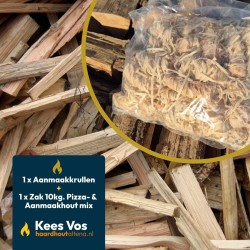 Aanmaakpakket Krullen 1 kg + Pizza- & Aanmaakhout Mix 10 kg | Haardhout Oosterhout